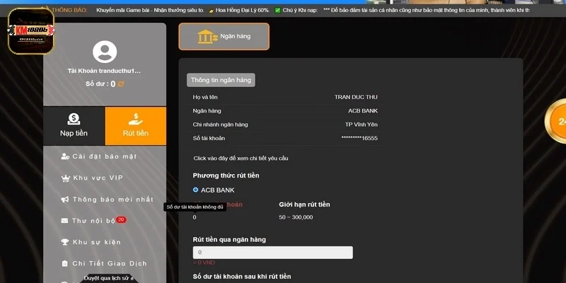 Một vài lý do dẫn đến thất bại khi rút tiền tại KM1888B 